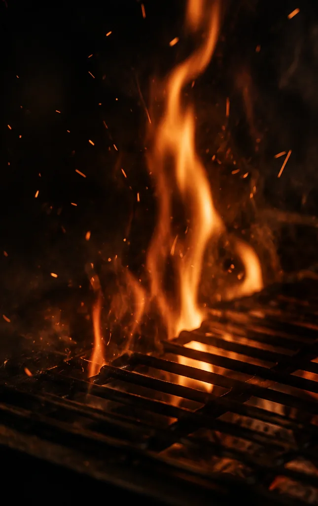Flammes et étincelles au-dessus de la grille